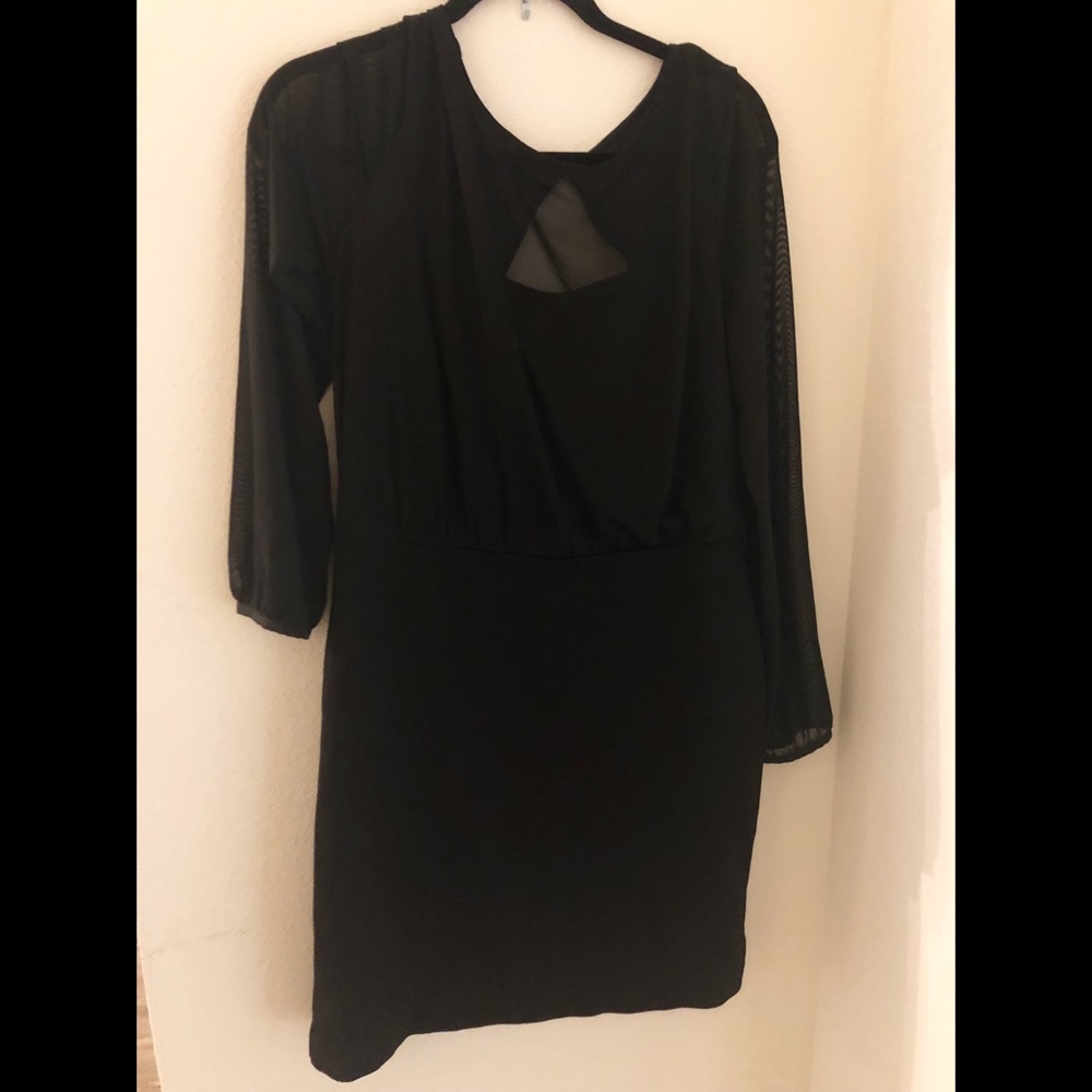 Beautiful Black Dress with Sheer Long Sleeves